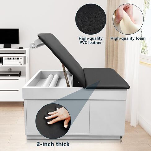 GOTBRAN Medical Exam Table with Drawers, Built in Stool, Cabinet, Leg Rest & Paper Towel Dispenser - Adjustable Medical Treatment Table with Storage, 72" L x 31" H x 28" W in Saudi Arabia