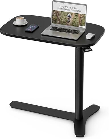 Muvai 30 Inch Overbed Table with Wheels Bedside Table Rolling Couch Desk Hospital Desk for Home Medical Use - Pneumatic Lap Desks, White 30" W x 17.7" D in Saudi Arabia