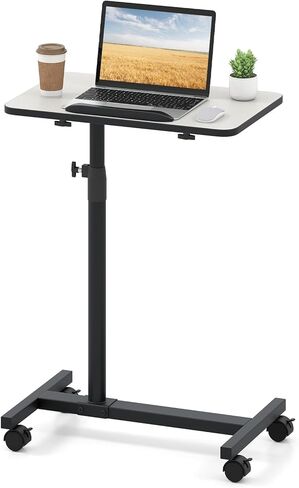 Giantex Overbed Table with Wheels, Medical Adjustable Bedside Table, Mobile Standing Desk, Portable Laptop Table for Small Spaces, Bed Trays Table for Eating Home and Hospital (Light Grey) in Saudi Arabia