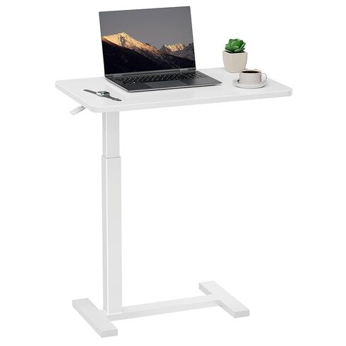 Overbed Bedside Table with Hidden Casters, Adjustable Pneumatic Mobile Laptop Computer Standing Desk, Rolling Laptop Table, Movable Overbed Table Hospital Home Use, Black in Saudi Arabia