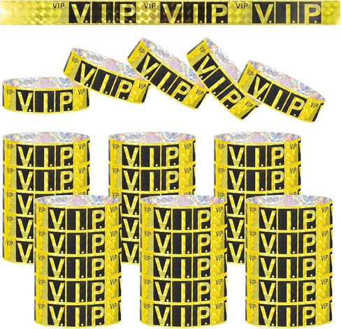 100 PCS VIP Wristbands للأحداث ، الأساور الورقية ، فرق الرسغ المخصصة VIP Lanyards قبول ماء ، فرق خفيفة الوزن ، الحفلات ، الحفلات ، الأندية ، المهرجانات ، الحدائق الملاهي (الذهب) in Kuwait