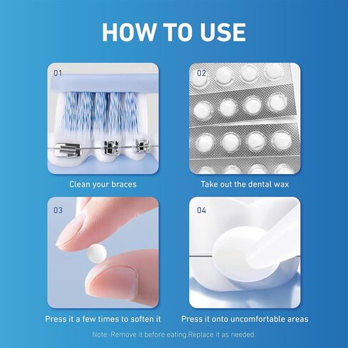 DanTicy Orthodontic Wax for Braces, Dental Wax, Pre-Cut Bowl Shape Dental Strips, No Kneading Required, Individually Wrapped, 120 Count in Saudi Arabia