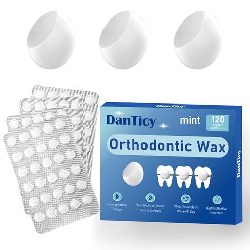 DanTicy Orthodontic Wax for Braces, Dental Wax, Pre-Cut Bowl Shape Dental Strips, No Kneading Required, Individually Wrapped, 120 Count in Saudi Arabia