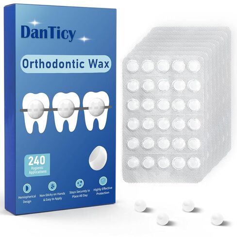 DanTicy Orthodontic Wax for Braces, Dental Wax, Pre-Cut Bowl Shape Dental Strips, No Kneading Required, Individually Wrapped, 120 Count in Saudi Arabia