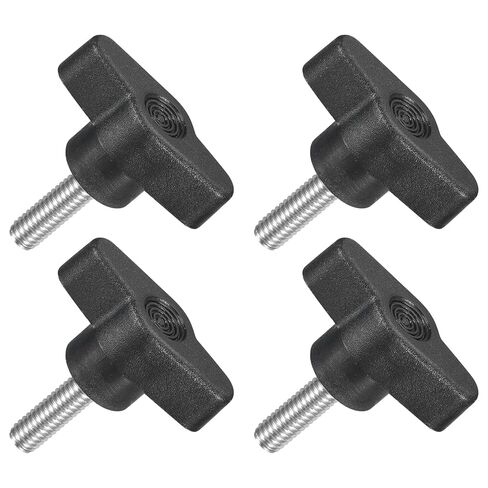 4Pcs Tee Wing Knobs Thumb Screws, M6 x 20mm Clamping Screw Knob Male Thread 304 Stainless Steel T Shaped Thumb Screws Handle 36mm Dia. for Hand Tightening Knob Replacement, Black in Saudi Arabia