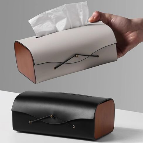 Light Luxury Tissue Box Leather Home Living Room Coffee Table Hand Towel Paper Commercial Holder Car Hotel Napkin Dispenser Storage Rack Suitable for Bathroom Bedroom Office (Milk Tea Color) in Saudi Arabia