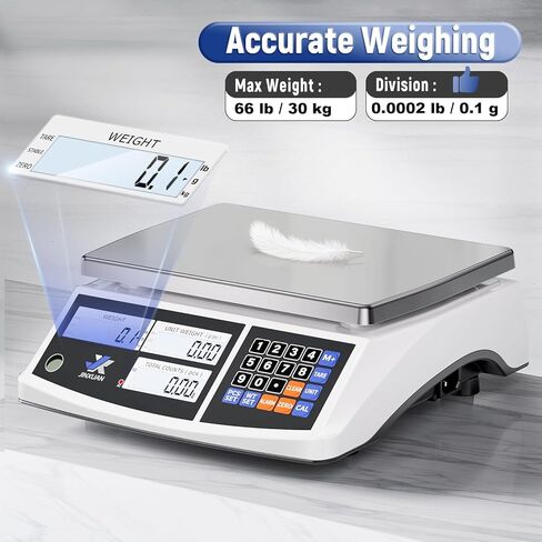 JINXUAN Industrial Counting Scale 30kg/66lb x 0.1g Precision Bench Scale Digital Inventory Counting Weight Scale for Small Parts and Coins, Electronic Gram Scale with Batteries/AC Power, lb/g/kg/oz in Saudi Arabia