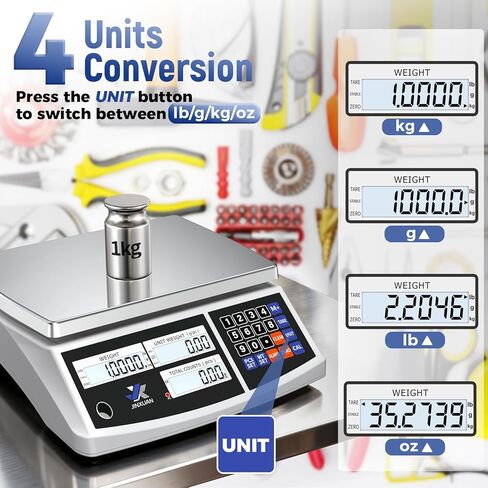 JINXUAN Industrial Counting Scale 30kg/66lb x 0.1g Precision Bench Scale Digital Inventory Counting Weight Scale for Small Parts and Coins, Electronic Gram Scale with Batteries/AC Power, lb/g/kg/oz in Saudi Arabia