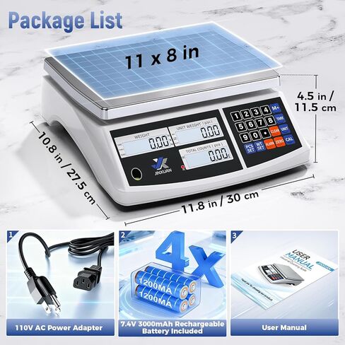 JINXUAN Industrial Counting Scale 30kg/66lb x 0.1g Precision Bench Scale Digital Inventory Counting Weight Scale for Small Parts and Coins, Electronic Gram Scale with Batteries/AC Power, lb/g/kg/oz in Saudi Arabia
