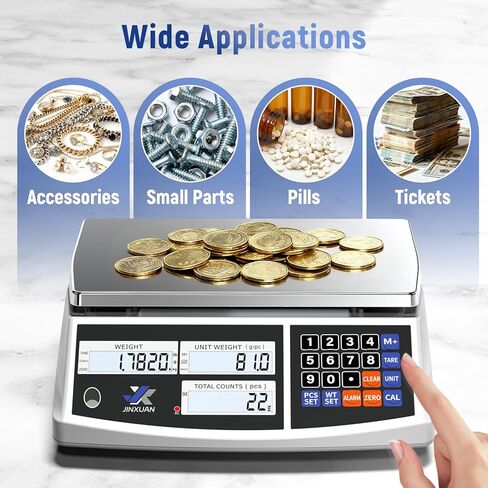 JINXUAN Industrial Counting Scale 30kg/66lb x 0.1g Precision Bench Scale Digital Inventory Counting Weight Scale for Small Parts and Coins, Electronic Gram Scale with Batteries/AC Power, lb/g/kg/oz in Saudi Arabia