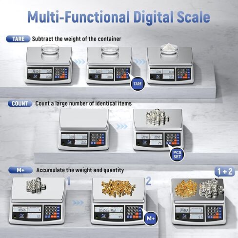 JINXUAN Industrial Counting Scale 30kg/66lb x 0.1g Precision Bench Scale Digital Inventory Counting Weight Scale for Small Parts and Coins, Electronic Gram Scale with Batteries/AC Power, lb/g/kg/oz in Saudi Arabia