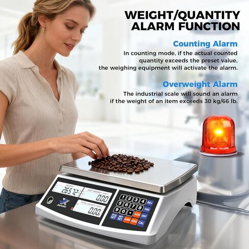 JINXUAN Industrial Counting Scale 30kg/66lb x 0.1g Precision Bench Scale Digital Inventory Counting Weight Scale for Small Parts and Coins, Electronic Gram Scale with Batteries/AC Power, lb/g/kg/oz in Saudi Arabia