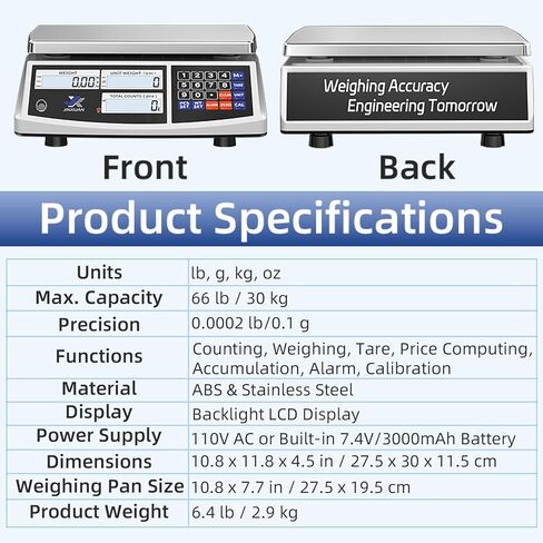 JINXUAN Industrial Counting Scale 30kg/66lb x 0.1g Precision Bench Scale Digital Inventory Counting Weight Scale for Small Parts and Coins, Electronic Gram Scale with Batteries/AC Power, lb/g/kg/oz in Saudi Arabia