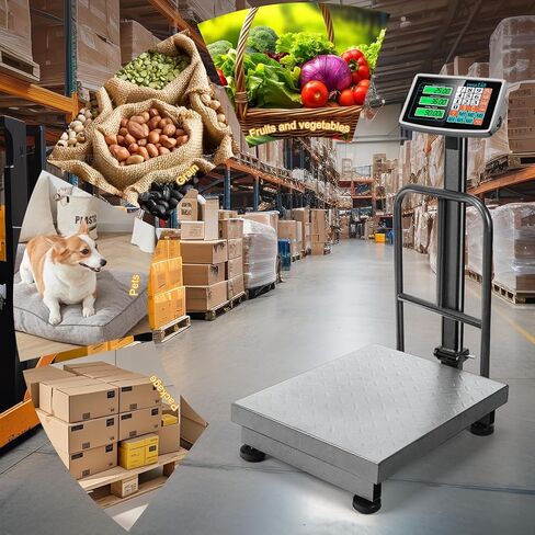 Computing Digital Platform Scale 660LB Foldable Floor Scale Dual-Sided LCD Display Postal Shipping Scale with KG/LB Conversion, AC/DC Power Supply for Weighing Boxes, Luggage, Packages in Saudi Arabia