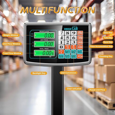 Computing Digital Platform Scale 660LB Foldable Floor Scale Dual-Sided LCD Display Postal Shipping Scale with KG/LB Conversion, AC/DC Power Supply for Weighing Boxes, Luggage, Packages in Saudi Arabia
