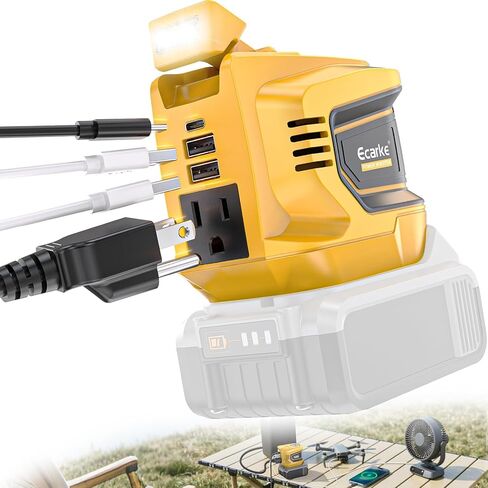 200 واط العاكس للطاقة لبطارية Dewalt 20V ، DC 20V إلى AC 110-120 فولت العاكس البطارية ، مولد محطة طاقة محمولة ، منفذ محول الشاحن مع 2 منافذ USB و 1 من النوع C و 1 AC AC in Kuwait