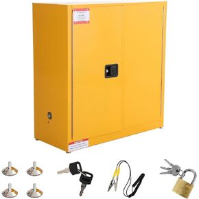 Flammable Storage Cabinet 43" x 18" x 65", 45 Gallon Galvanized Steel Flammable Liquid Storage Locker with 2 Adjustable Shelves & Manual-Close Doors, OSHA Compliant Industrial Hazardous Storage in Kuwait