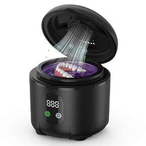 2025 Ultrasonic Retainer Cleaner- 45KHz 25W Portable Denture Cleaner with Drying Function and Removable Inner for Dentures, Mouth Guards, Aligners, Jewelry and More in Kuwait