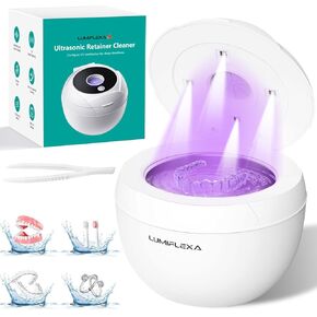 Lumiflexa Ultrasonic Retainer Cleaner-45kHz Retainer Cleaner Machine,4 Modes Ultrasonic Cleaner for Dentures, Aligners,Mouth Guards, Braces,Toothbrush,Jewelry-200ML Dental Pod(White) in Kuwait
