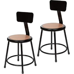 أثاث OEF OEF6224B-10/2 مقعد دائري ممتاز متعدد الأغراض من الدرجة التجارية مع مسند ظهر (ارتفاع 24 بوصة، إطار أسود، مقعد من خشب الماسونيت، عبوتان) in Kuwait