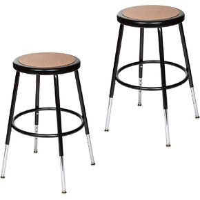 OEF Furnishings OEF6230H/2 Premium Commercial-Grade All-Purpose Round Stool (Height-Adjustable, 30–38 inch Range, Gray Frame, Masonite Wood Seat, 2-Pack) in Kuwait