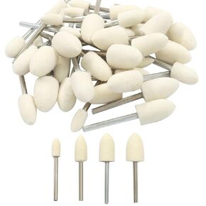 Murtenze 40 Pcs Bullet Shape Wool Polishing Bits, 1/8" Shank Buffing Wool Felt Mounted Mandrel Set Polishing Wheel Bits for Dremel Rotary Tools (6mm/8mm/10mm/12mm) in Kuwait