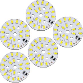 LEDGUHON 5Pcs 10W High-Power LED Chip Circular Aluminum PCB Substrate Heat Sink 20-Lamp Beads Ultra Bright SMD COB (3000K Warm 3-5V 500mA 120deg Diameter 50MM) Floodlight Replacement or DIY Lighting in Kuwait