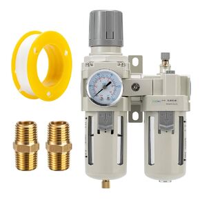 ZXVC 3/8" NPT Compressed Air Filter Regulator Lubricator Combination,Water/Oil Trap Separator (0-150 PSI), Oil Water Separator,Semi-Automatic Drain, Suitable for Pneumatic Systems in Kuwait