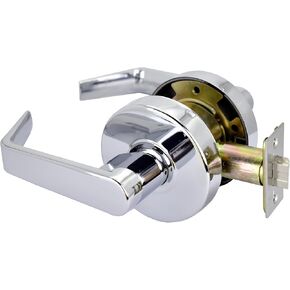 وظيفة مرور قفل الباب التجاري من MONT HARD - رافعة أسطوانية من الدرجة 2 مصنوعة من الكروم المصقول - غير يدوية، مقاومة للحريق لمدة 3 ساعات من UL، مقبض قابل للعكس للأبواب من 1-3/8 بوصة إلى 1-3/4 بوصة in Kuwait