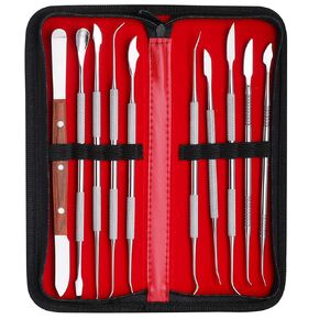 مجموعة أدوات نحت شمع الأسنان من Faruijie مع حقيبة - 10 قطع من سكين الشمع مزدوج الأطراف من الفولاذ المقاوم للصدأ وسكين ملعقة خلط سكين ميكانيكي طقم سكين الشمع لنحت الجص والفخار الأسنان in Kuwait