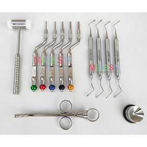 Sinus Lift Osteotome Offset Concave Tip Sinus Lift Implant Bone Preparation with Lucas Curette and Mallet 12 Pcs Dental Instruments by MEDESY in Kuwait