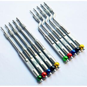 مجموعة قطع عظمية للأسنان (10 قطع) مستقيمة ومنحنية ملونة مرمزة قابلة للتعديل برغي مقعر طرف رفع الجيوب الأنفية مجموعة قطع العظم البريوتومي برغي قابل للتعديل (قابل لإعادة الاستخدام) مجموعة زراعة الأسنان in Kuwait