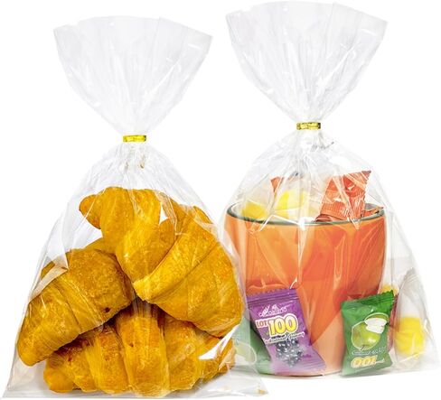Qoiuso 126pcs 9x12 أكياس علاج السيلوفان: أكياس هدايا واضحة من البلاستيك مع علاقات لهدايا Candy Goodie Cookie و Favors التغليف ، والتعبئة والتغليف من الفشار الحلقية المصنوعة يدويًا مصنوعة يدويًا in Kuwait