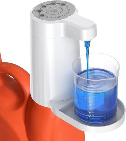 Electric Laundry Detergent Dispenser, 2000mAh USB-C Rechargeable Laundry Soap Dispenser Pump, 15-75 ml One-Press Dose, No-Spill for Liquid Detergent Containers, Laundry Organization(White) in Kuwait