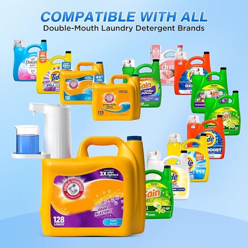 Electric Laundry Detergent Dispenser, 2000mAh USB-C Rechargeable Laundry Soap Dispenser Pump, 15-75 ml One-Press Dose, No-Spill for Liquid Detergent Containers, Laundry Organization(White) in Kuwait