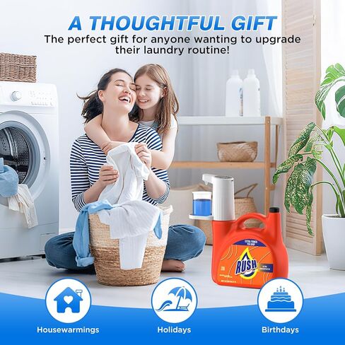 Electric Laundry Detergent Dispenser, 2000mAh USB-C Rechargeable Laundry Soap Dispenser Pump, 15-75 ml One-Press Dose, No-Spill for Liquid Detergent Containers, Laundry Organization(White) in Kuwait