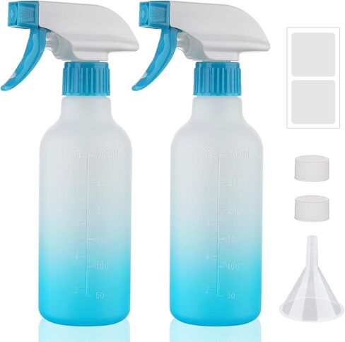 زجاجات رذاذ هيثيو 12oz زجاجة رذاذ HDPE لرذاذ الشعر/رذاذ بخاخ فارغ حاويات شديدة التحمل قابلة لإعادة التعبئة لحلول التنظيف والنباتات والخل 2 عبوة (أزرق، 12oz) in Kuwait