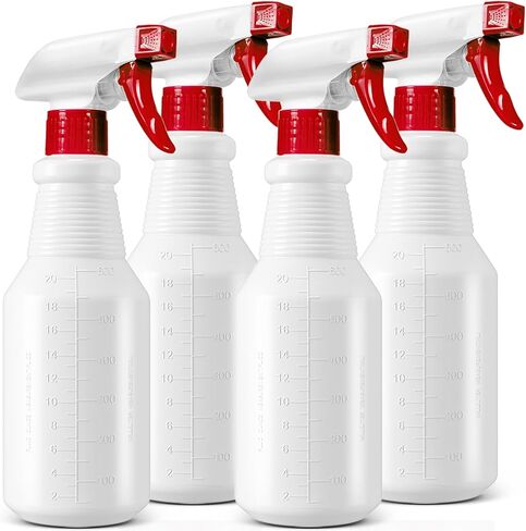 زجاجات رذاذ بلاستيكية 4 عبوات، 24 أونصة، رذاذ وتيار، زجاجة بخاخ HDPE شديدة التحمل، زجاجة مياه رش فارغة مقاومة للتسرب لحلول التنظيف، الزراعة، تفاصيل السيارة، تدريب الحيوانات الأليفة مع القياس in Kuwait