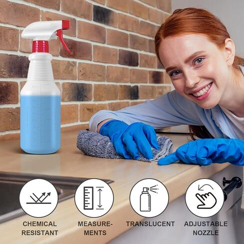 زجاجات رذاذ بلاستيكية 4 عبوات، 24 أونصة، رذاذ وتيار، زجاجة بخاخ HDPE شديدة التحمل، زجاجة مياه رش فارغة مقاومة للتسرب لحلول التنظيف، الزراعة، تفاصيل السيارة، تدريب الحيوانات الأليفة مع القياس in Kuwait