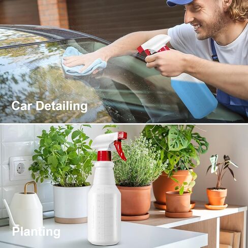 زجاجات رذاذ بلاستيكية 4 عبوات، 24 أونصة، رذاذ وتيار، زجاجة بخاخ HDPE شديدة التحمل، زجاجة مياه رش فارغة مقاومة للتسرب لحلول التنظيف، الزراعة، تفاصيل السيارة، تدريب الحيوانات الأليفة مع القياس in Kuwait