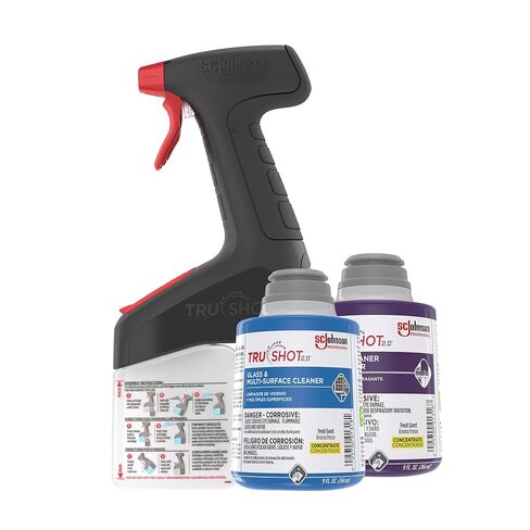 SC Johnson Professional TruShot 2.0 Multi-Surface Glass & Degreaser Mobile Dispensing System Starter Pack, 1 Trigger Dispenser, 2 Cleaning Concentrate Cartridges, for Professional Use in Saudi Arabia
