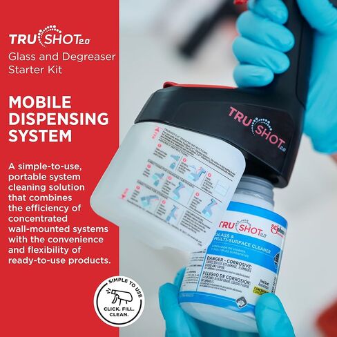 SC Johnson Professional TruShot 2.0 Multi-Surface Glass & Degreaser Mobile Dispensing System Starter Pack, 1 Trigger Dispenser, 2 Cleaning Concentrate Cartridges, for Professional Use in Saudi Arabia