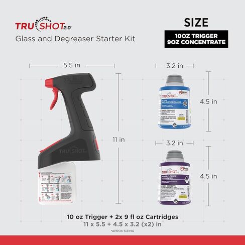 SC Johnson Professional TruShot 2.0 Multi-Surface Glass & Degreaser Mobile Dispensing System Starter Pack, 1 Trigger Dispenser, 2 Cleaning Concentrate Cartridges, for Professional Use in Saudi Arabia