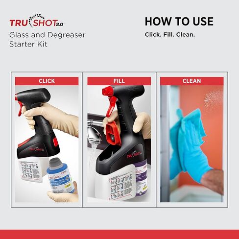 SC Johnson Professional TruShot 2.0 Multi-Surface Glass & Degreaser Mobile Dispensing System Starter Pack, 1 Trigger Dispenser, 2 Cleaning Concentrate Cartridges, for Professional Use in Saudi Arabia