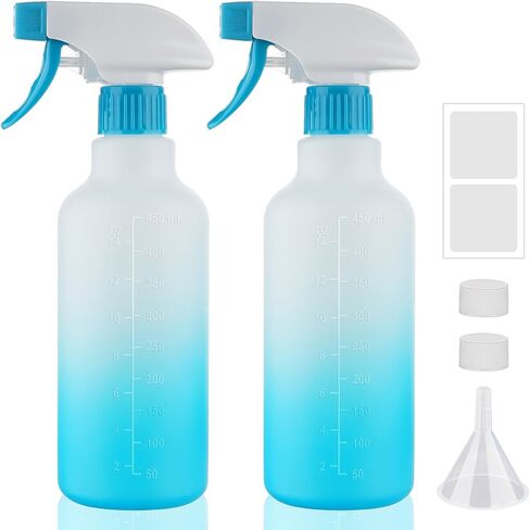 زجاجات رذاذ هيثيو 12oz زجاجة رذاذ HDPE لرذاذ الشعر/رذاذ بخاخ فارغ حاويات شديدة التحمل قابلة لإعادة التعبئة لحلول التنظيف والنباتات والخل 2 عبوة (أزرق، 12oz) in Kuwait