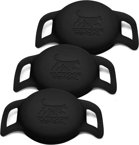 Cat Collar AirTag Holder (3-Pack), Durable & Flexible Silicone, Doesn’t Pull Cat’s Hair, Fluorescent Glow-in-The-Dark, Compatible with Apple AirTag & Moto Tag (Black, White, Blue) in Kuwait