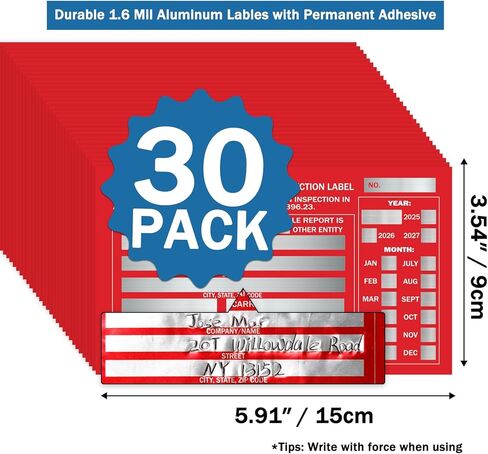 PUNCHMAN 30 Pack Red Aluminum Self-Adhesive Labels - Permanent Organizational Tags for Office, Inventory, Asset Management | 6" X 3.5" Durable Adhesive Labels in Kuwait