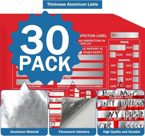 PUNCHMAN 30 Pack Red Aluminum Self-Adhesive Labels - Permanent Organizational Tags for Office, Inventory, Asset Management | 6" X 3.5" Durable Adhesive Labels in Kuwait