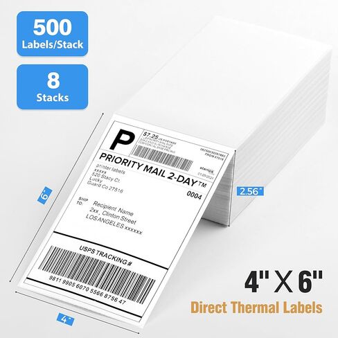 LuckyGuard Fanfold 4" x 6" Direct Thermal Labels 4000 Thermal Printer Paper 8 Stacks Shipping Labels in Saudi Arabia