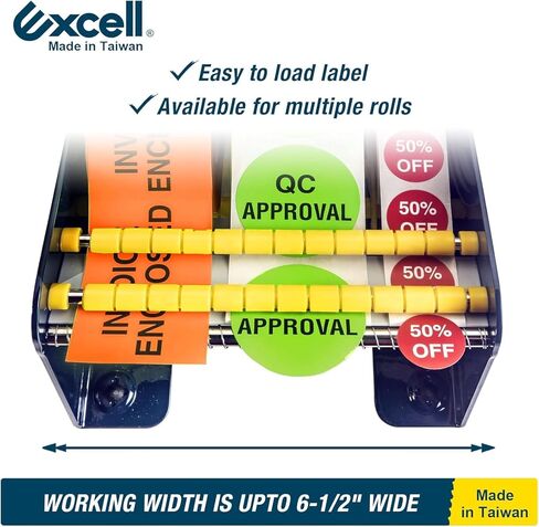 LD-618 Tabletop Metal Label Dispenser, Heavy Duty, Up to 3 Inch Core Diameter, Up to 6.5 Inch Labels, Suction Cups Base, Removable Roll Dividers in Kuwait